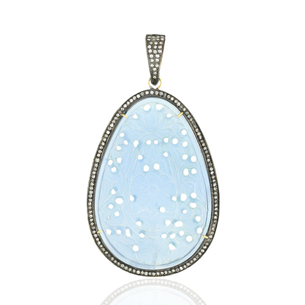 Natural Sapphire Pendant 925 Sterling Silver 18k Yellow Gold Jewelry