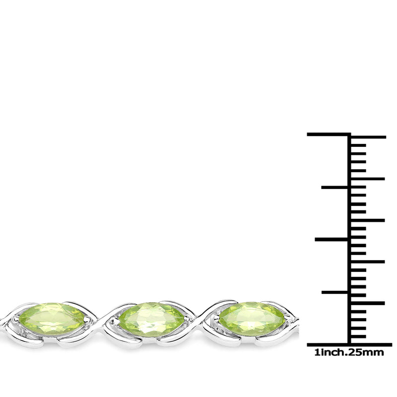 8.16 Carat Genuine Peridot .925 Sterling Silver Bracelet