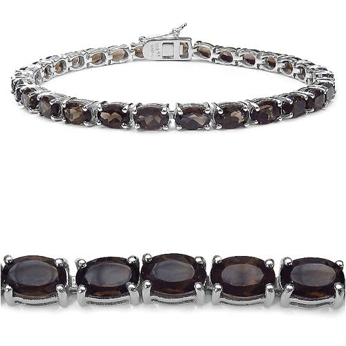 12.76 Carat Genuine Smoky Quartz .925 Sterling Silver Bracelet