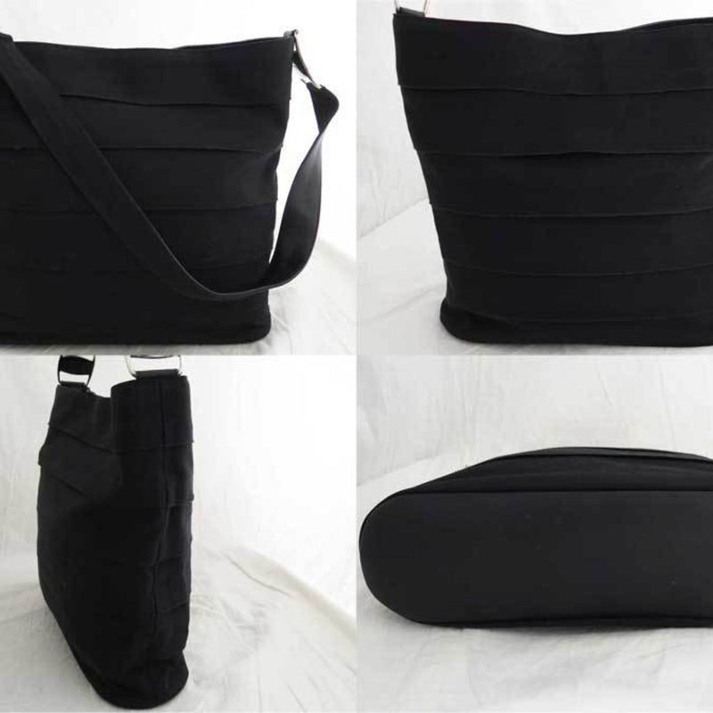 Salvatore Ferragamo Bag Vala Black Silver Hardware Canvas Leather Shoulder One Ladies
