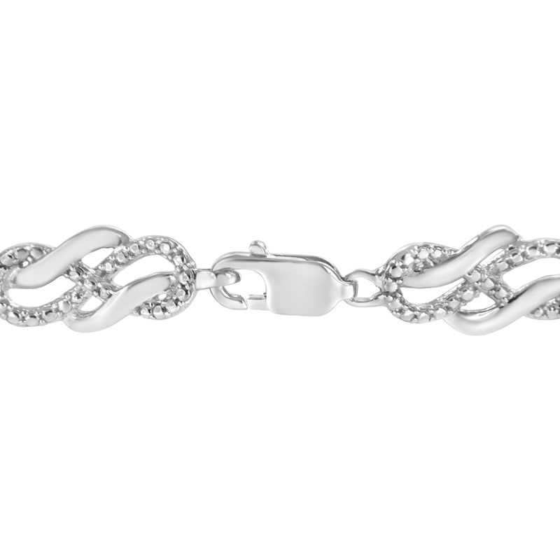 .925 Sterling Silver Prong Set Diamond Accent Infinity Weave Link 7.25" Bracelet (I-J Color, I3 Clarity)