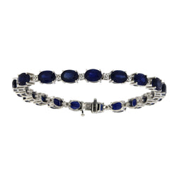 Sapphire Diamond Tennis Bracelet 18KT White Gold