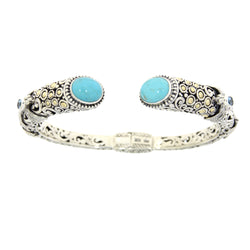 Turquoise Bangle Bracelet Sterling Silver 18KT Gold