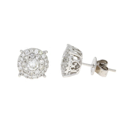 Natural 1.05ct Diamond Stud Earrings 14KT White Gold