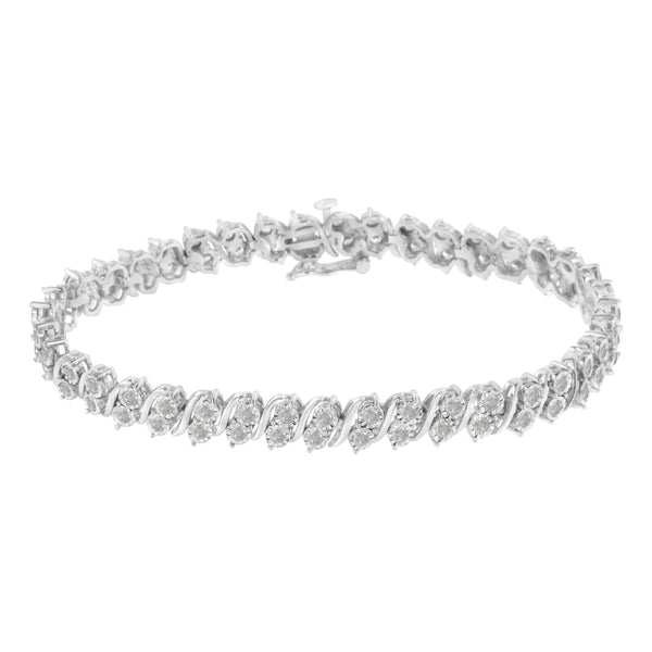 .925 Sterling Silver 2.0 Cttw Diamond S- Link Tennis Bracelet (I-J Color, I3 Clarity) - 7”