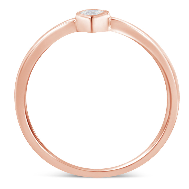 14K Rose Gold Plated .925 Sterling Silver 1/20 Carat Diamond Teardrop Pear-Shaped Miracle Set Petite Fashion Ring (J-K Color, I1-I2 Clarity) - Size 6