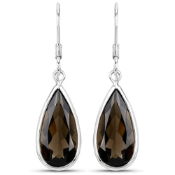 12.20 Carat Genuine Smoky Quartz .925 Sterling Silver Earrings