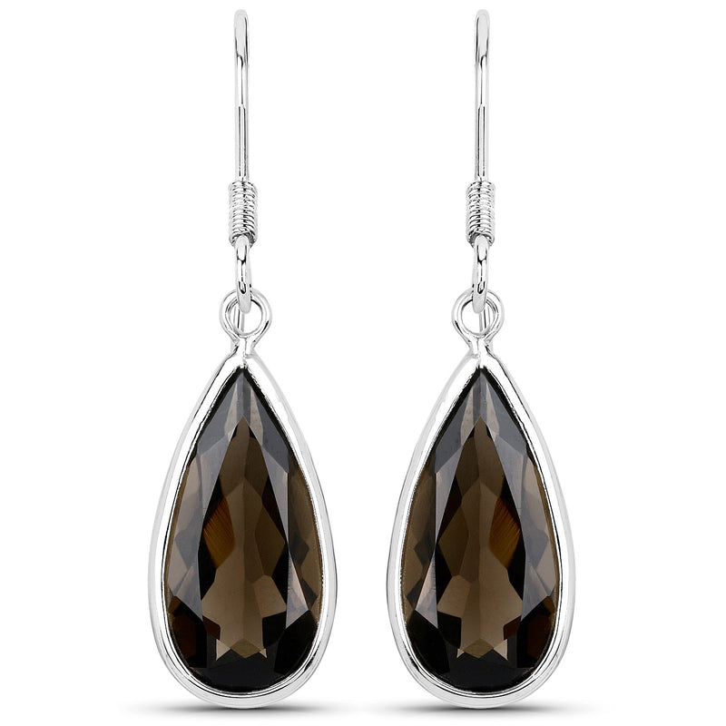 12.20 Carat Genuine Smoky Quartz .925 Sterling Silver Earrings