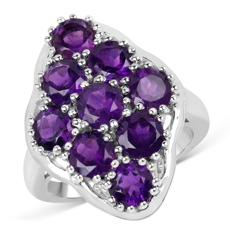 4.05 Carat Genuine Amethyst .925 Sterling Silver Ring