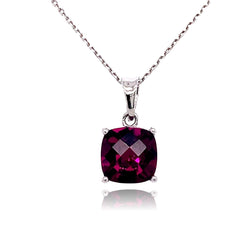 14KW RHODOLITE CUSHION PENDANT