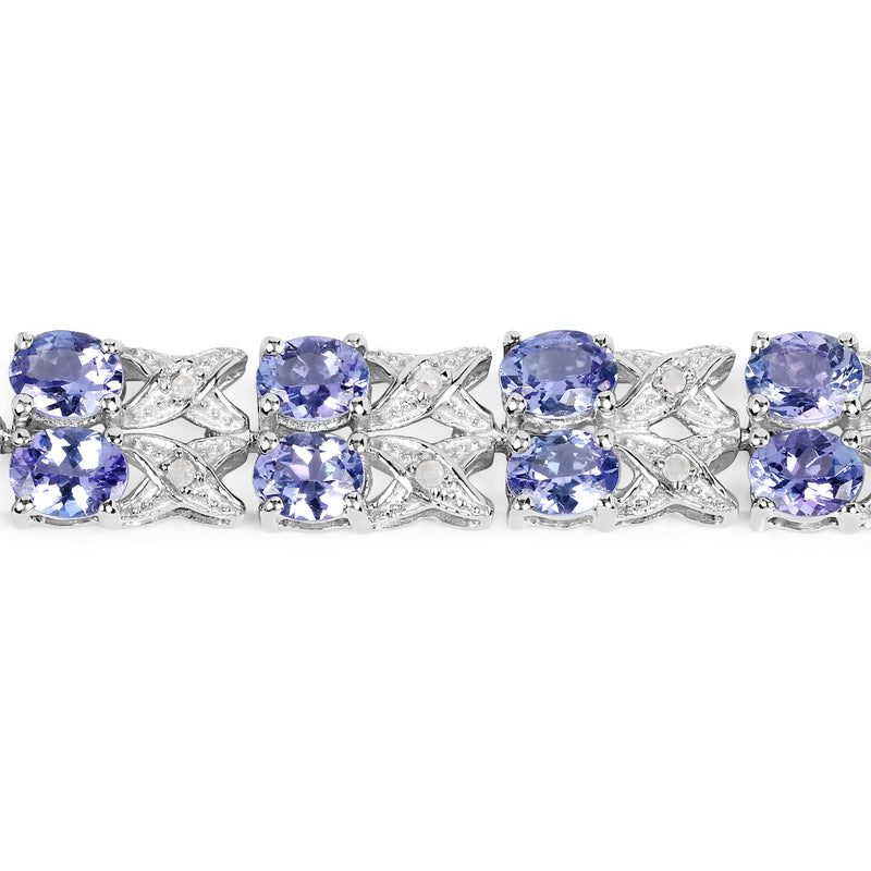 12.24 Carat Genuine Tanzanite and White Topaz .925 Sterling Silver Bracelet