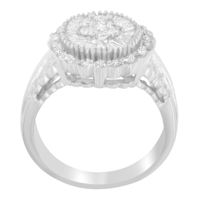 14K White Gold 3/4ct. TDW Round and Baguette-cut Diamond Ring (G-H SI2-I1)
