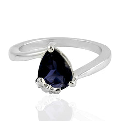 2.02ct Blue Iolite & Topaz Band Ring 925 Sterling Silver Jewelry