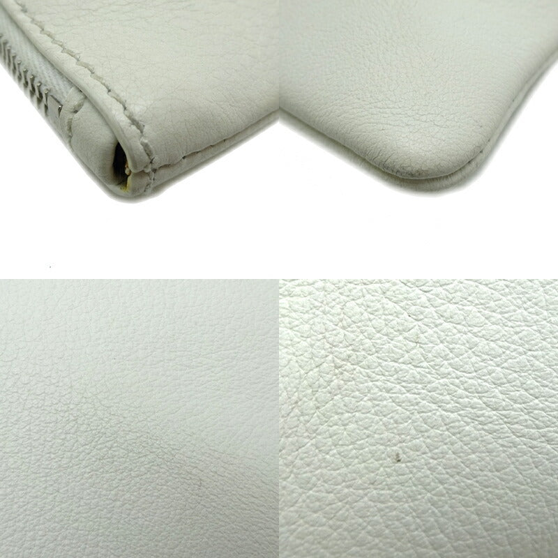 Balenciaga Shopping Clip M Ladies Clutch Bag 485110 Leather White