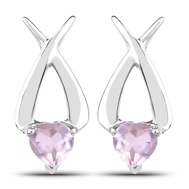 1.40 Carat Genuine Rose Quartz .925 Sterling Silver Earrings