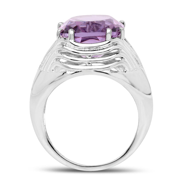 10.02 Carat Genuine Amethyst .925 Sterling Silver Ring