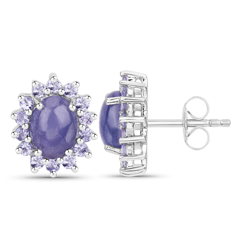 4.24 Carat Genuine Tanzanite .925 Sterling Silver Earrings