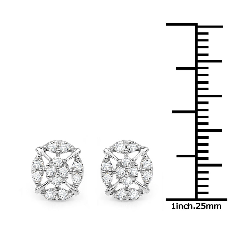 0.35 Carat Genuine White Diamond 14K White Gold Earrings (G-H Color, SI1-SI2 Clarity)