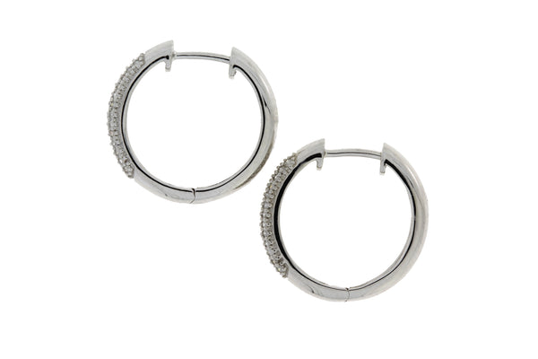 Natural .25ct Diamond Hoop Earrings 10KT White Gold