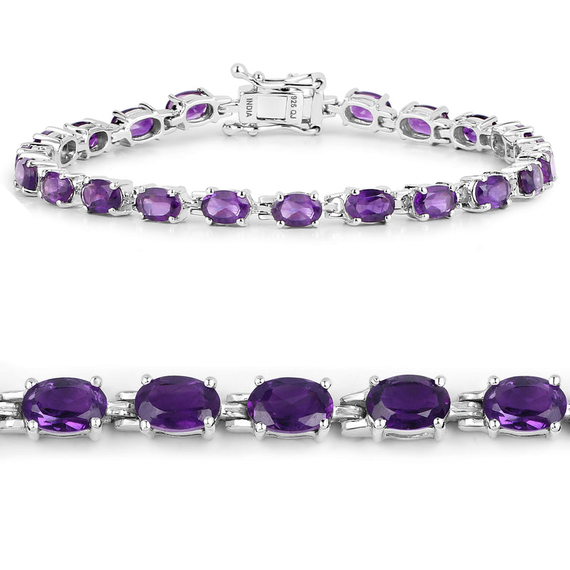 7.98 Carat Genuine Amethyst .925 Sterling Silver Bracelet