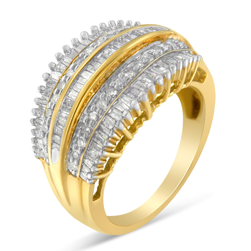 10K Yellow Gold 1ct TDW Diamond Crown Shape Band (H-ISI2-I1)