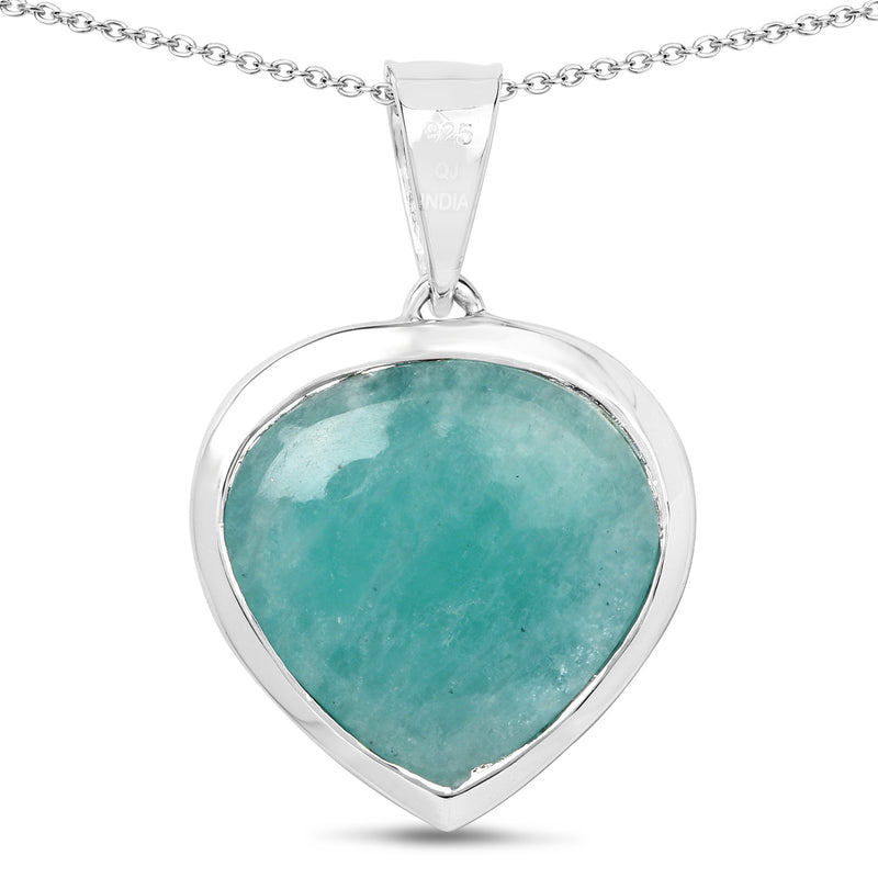 9.79 Carat Genuine Amazonite & Tanzanite .925 Sterling Silver Pendant