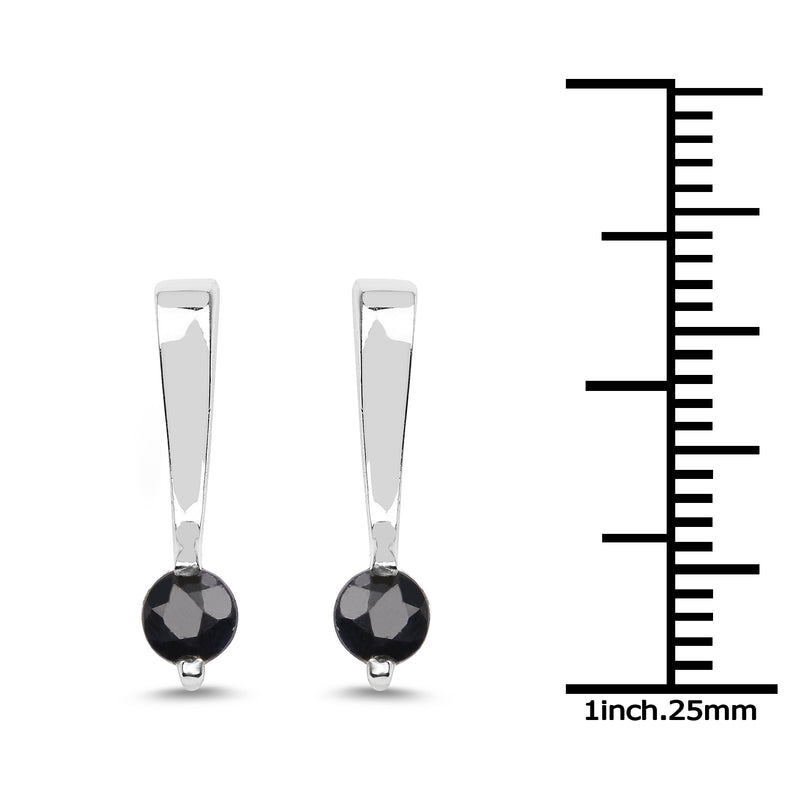 0.66 Carat Genuine Black Sapphire .925 Sterling Silver Earrings