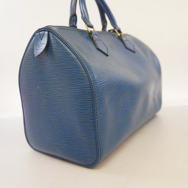 Auth Louis Vuitton Epi Speedy 30 M43005 Womens Boston BagHandbag Toledo Blue