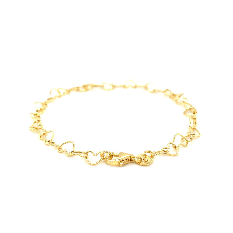 14k Yellow Gold Open Heart Link Bracelet