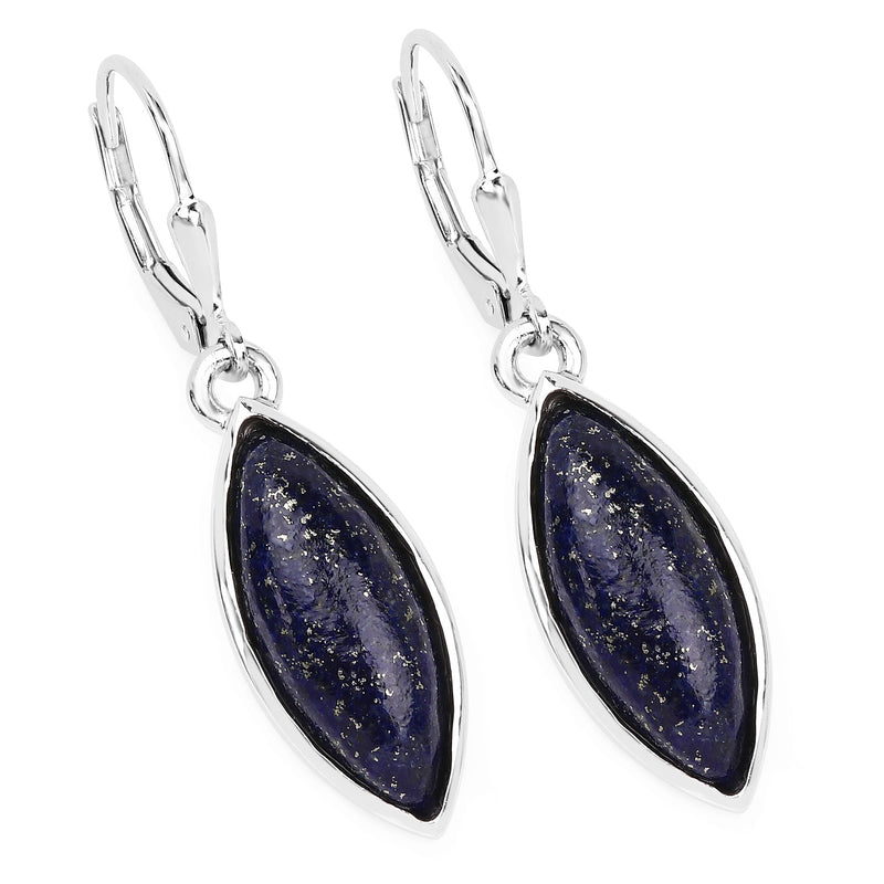 13.90 Carat Genuine Lapis .925 Sterling Silver Earrings