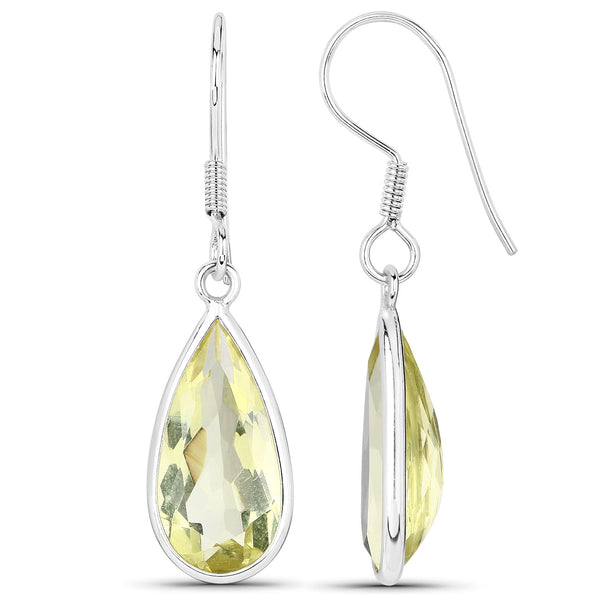 9.42 Carat Genuine Lemon Quartz .925 Sterling Silver Earrings