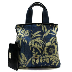 DOLCE & GABBANA Handbag Tote Bag Navy Ivory Black Canvas Leather
