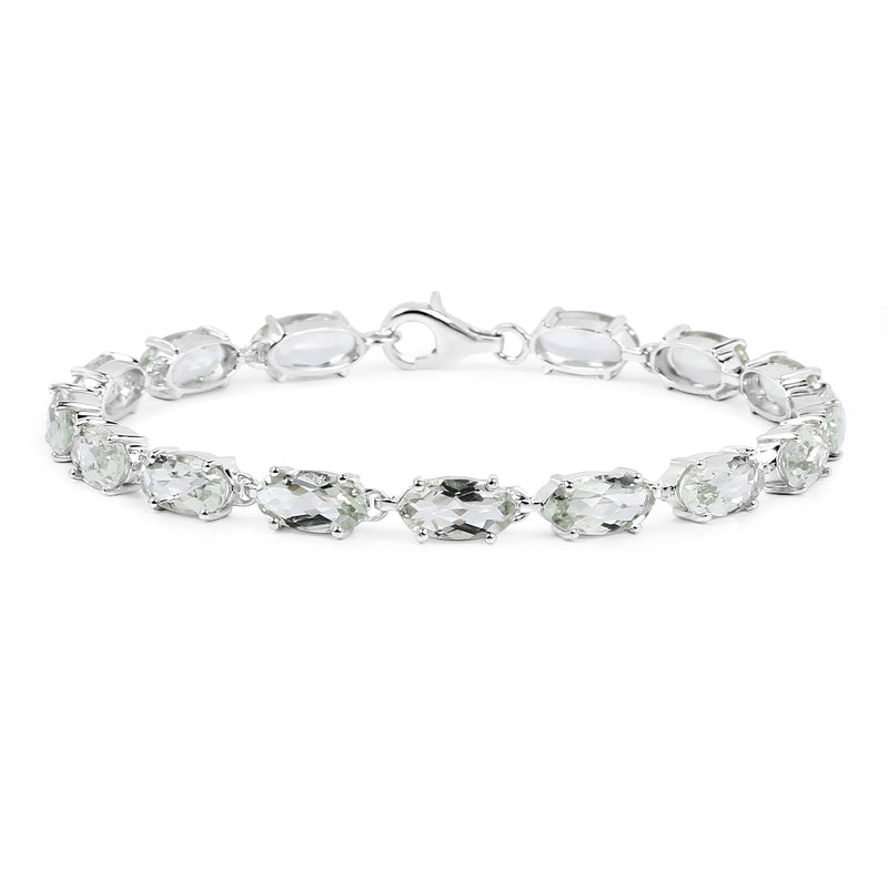 15.30 Carat Genuine Green Amethyst .925 Sterling Silver Bracelet