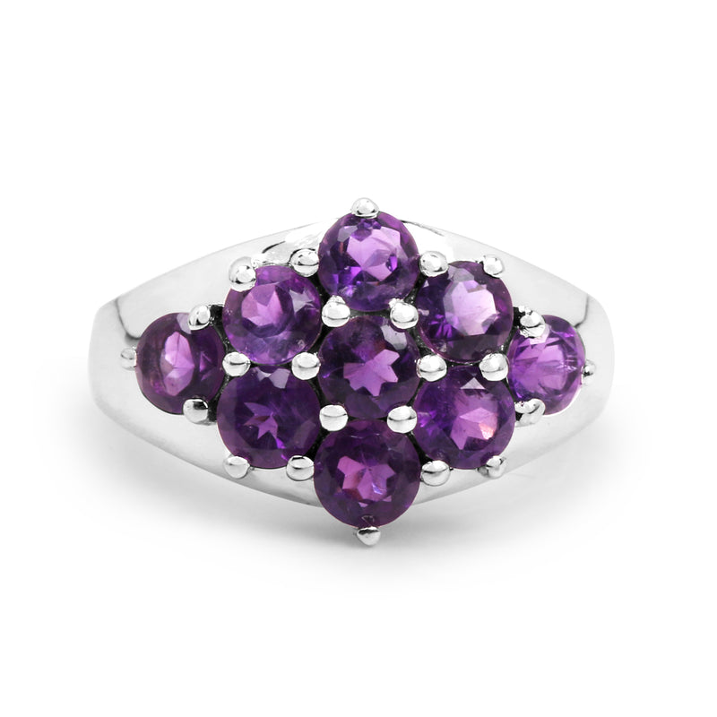 2.16 Carat Genuine Amethyst .925 Sterling Silver Ring