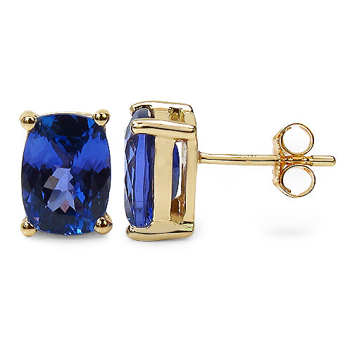 2.80 Carat Genuine Tanzanite 10K Yellow Gold Earrings