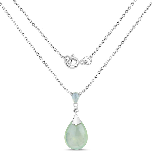 10.12 Carat Genuine Prehnite .925 Sterling Silver Pendant