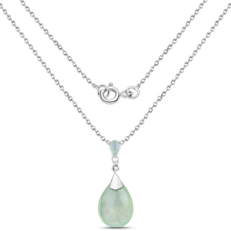 10.12 Carat Genuine Prehnite .925 Sterling Silver Pendant