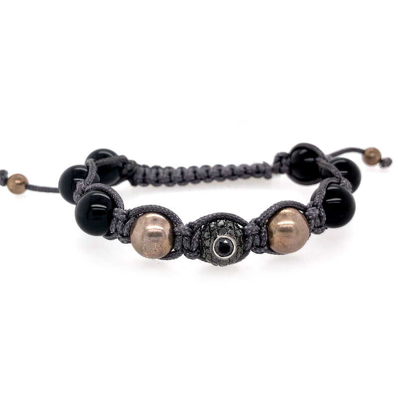Pave Diamond Gemstone Beaded Bead Ball Bracelet 925 Silver Women's Gift