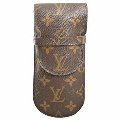 LOUIS VUITTON Monogram Etuy Lunette Lava Glasses Case Pen Brown PVC Leather