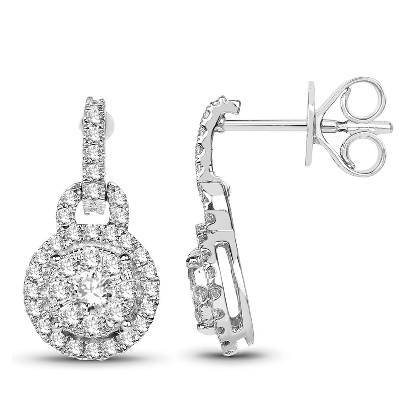 0.60 Carat Genuine White Diamond 14K White Gold Earrings (G-H Color, SI1-SI2 Clarity)