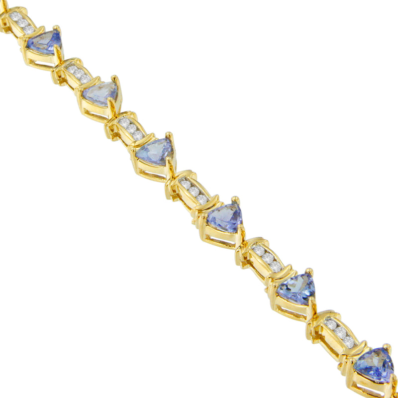 14K Yellow Gold Round-Cut Diamond and Tanzanite Bracelet (5.15 cttw, H-I Color, SI2-I1 Clarity)