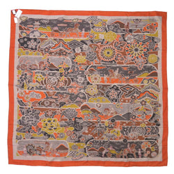 Hermes Calegean 140 Bingata Cashmere Silk Louise Stole Muffler Tea