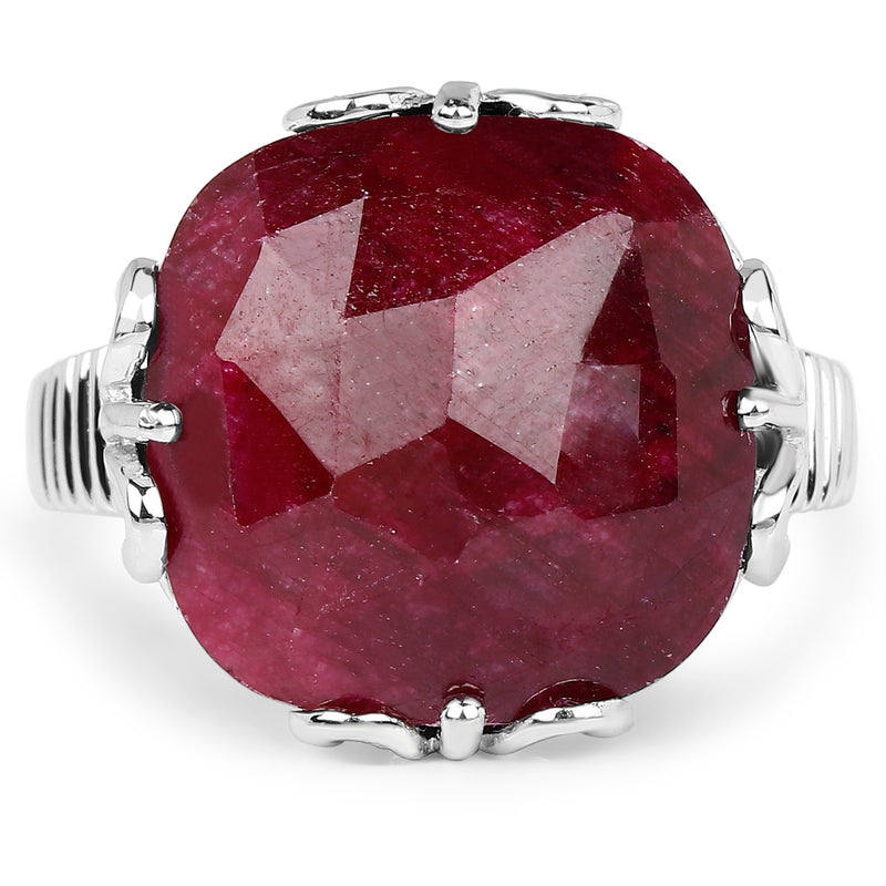 13.65 Carat Dyed Ruby .925 Sterling Silver Ring