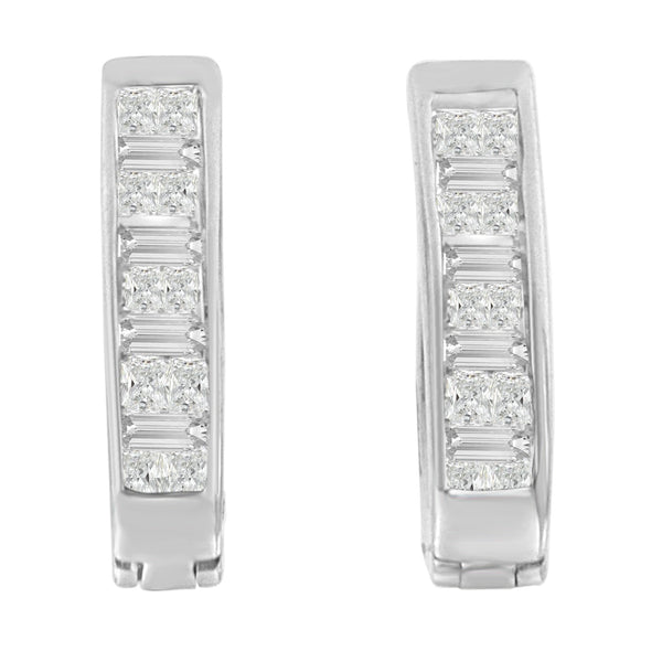 14k White Gold 1/2ct TDW Princess and Baguette-cut Diamond Earrings (H-ISI1-SI2)