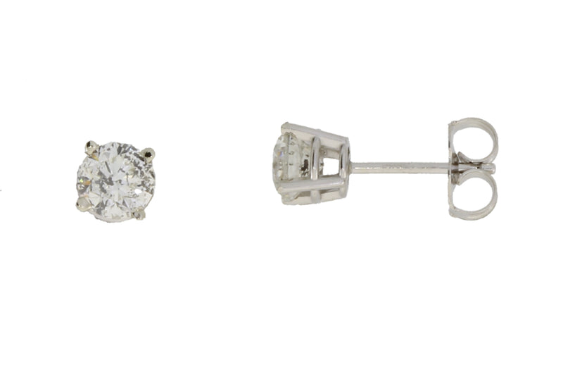 Natural 1.02ct Diamond Stud Earrings 14KT White Gold