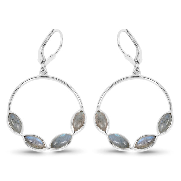 4.18 Carat Genuine Labradorite .925 Sterling Silver Earrings