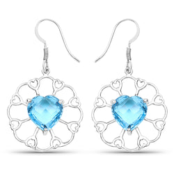 15.50 Carat Genuine Swiss Blue Topaz .925 Sterling Silver Earrings