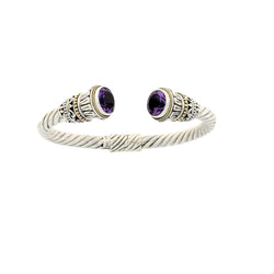 Amethyst Bangle Bracelet Sterling Silver 18KT Gold