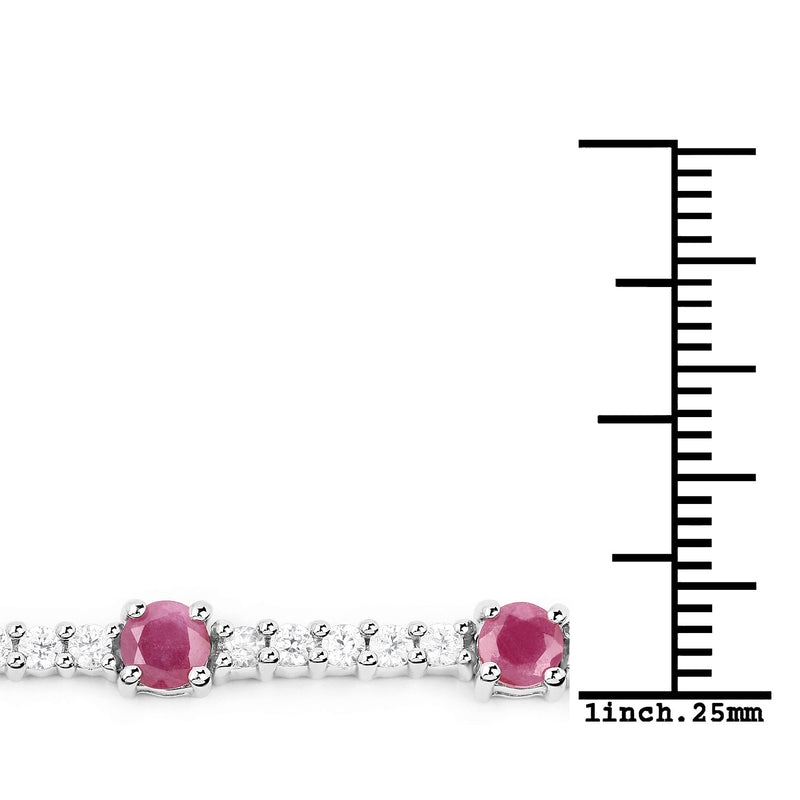 6.60 Carat Genuine Johnson Ruby and White Zircon .925 Sterling Silver Bracelet