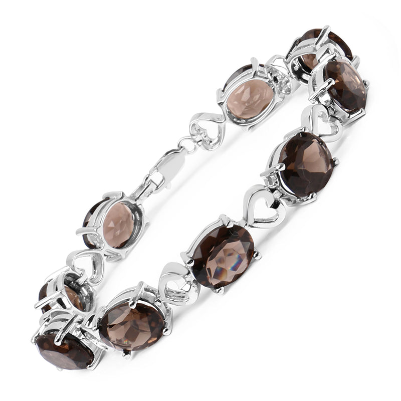 26.91 Carat Genuine Smoky Quartz .925 Sterling Silver Bracelet